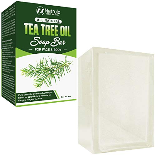 Tea Tree Oil Soap Bar for Face & Body, 4oz  Antifungal Antiseptic Natural Remedy Skin Cleanser  Pure Essential Oil Infused Skincare Cleansing Anti Fungal Bar Soap for Fungus, Ringworm, Acne