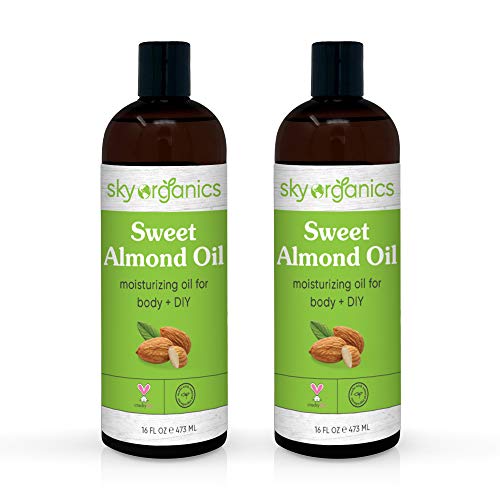 Sweet Almond Oil by Sky Organics (16oz Large Bottle x 2 Pack) 100% Pure, Cold-Pressed, Organic Almond Oil. Great As Baby Oil- Anti- Wrinkles- Anti-Aging. Almond Oil- Carrier Oil for Massage & Bath