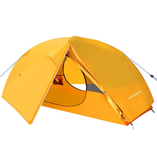 WhiteHills One Man Tent Lightweight 1 Person Backpacking Tent Waterproof Outdoor Camping Tent with Removable Flysheet, Easy Setup 3 Season Hiking Tent for Camping, Mountaineering, Fishing, Yellow