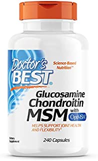 Doctor's Best Glucosamine Chondroitin Msm with OptiMSM Capsules, Supports Healthy Joint Structure, Function & Comfort, Non-GMO, Gluten Free, Soy Free, 240 Count (Pack of 1)