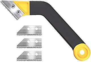 Muf 1 Pack Tile Grout Saw Grout Removal Tool, Angled-Design Grout Hand Saw with 4 Diamond Surface Blades (Include 3 PCS Extra Blades) for Tile Cleaning, Removing Paint and More