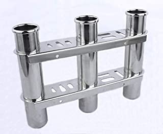 Pebbly Beach 316 Stainless Steel 3 Link Boat Fishing Rod Holder 3 Tube Side Mounted for Marine Yacht Kayak