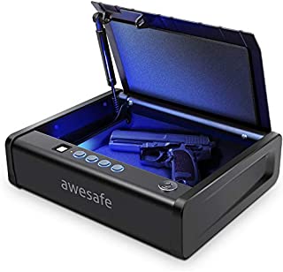 awesafe Gun Safe with Fingerprint Identification and Biometric Lock One Handgun Capacity