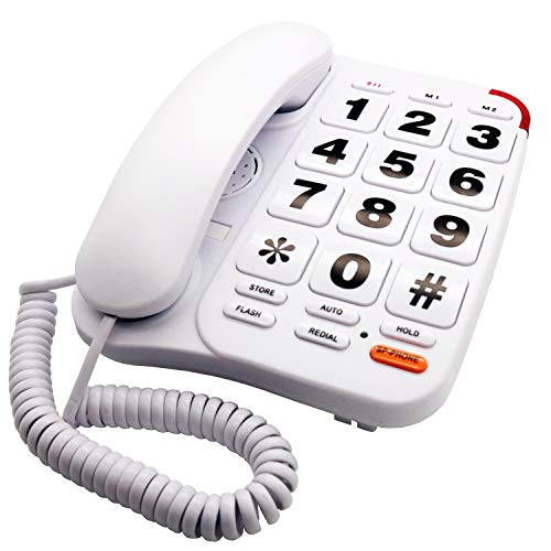 KerLiTar K-P046W Amplified Phones for Seniors with Extra Large Buttons Telephones Landline Corded Phones for Elderly with Loud Speakerphone SOS Emergency Speed Dial Wall Phones