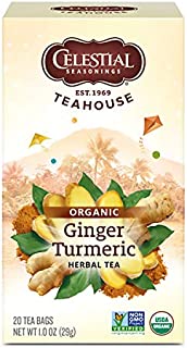 Celestial Seasonings Organic Herbal Tea, Ginger & Turmeric, 20 Count (Pack of 6)