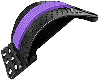 Upgraded Back Stretcher for Pain Relief, 4-Levels Back Massager, Lumbar Support Device for Herniated Disc, Sciatica, Scoliosis, Lower and Upper Back Stretching Treatment (Black Purple)