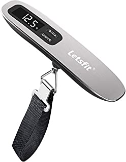 Letsfit Digital Luggage Scale, 110lbs Hanging Baggage Scale with Backlit LCD Display, Portable Suitcase Weighing Scale, Travel Luggage Weight Scale with Hook, Strong Straps for Travelers, Silver