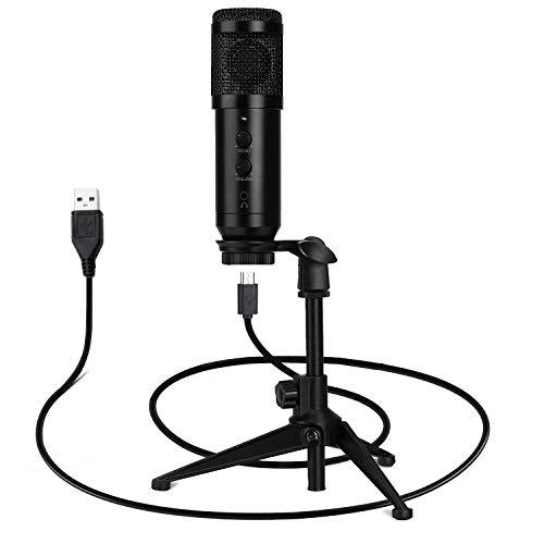 USB Microphone for Computer, NASUM Desktop Podcast Microphone with Adjustable Metal Tripod Stand, Condenser Recording Microphone for Gaming, Broadcasting, Chatting, YouTube,Plug & Play.