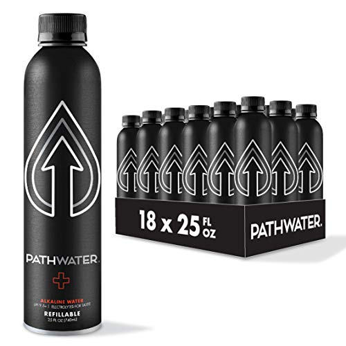 PATH Purified 9.5+ pH Alkaline Bottled Drinking Water in Eco-Friendly BPA-Free Bottle, Lightweight Aluminium Reusable Packaged Bottled Water 25 Fl Oz (Pack of 18)