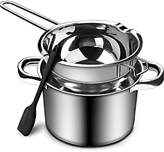 1000ML/1QT Double Boiler Chocolate Melting Pot with 2.3 QT 304 Stainless Steel Pot, Chocolate Melting Pot with Silicone Spatula for Melting Chocolate, Candy, Candle, Soap, Wax