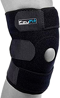 EzyFit Knee Brace Support For Arthritis, ACL, LCL, MCL, Sports Exercise, Meniscus Tear Injury Recovery - Side Stabilizers Open Patella - Best Comfort Fit Adjustable Neoprene Wrap - 3 Sizes