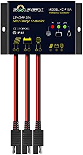 SOLPERK 10A Solar Charge Controller, PWM Charge Controller 12V/24V Solar Panel Intelligent Waterproof Regulator with Clear LED Display