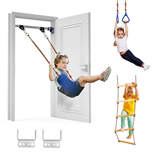 Trekassy 440lbs Indoor Playground for Kids Adults with Belt Swing, Pull-up Bar, Trapeze Ring, Climbing Ladder