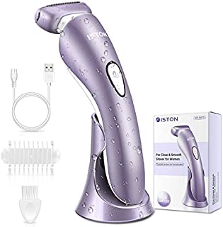 Electric Razor for Women, ISTON Rechargeable Wet and Dry Painless Womens Shaver Body Hair Remover for Legs Underarms and Bikini Trimmer Cordless Waterproof Hair Lady Shaver with LED Light