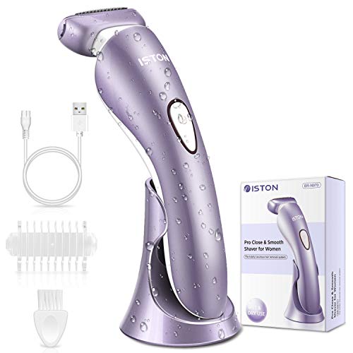 Electric Razor for Women, ISTON Rechargeable Wet and Dry Painless Womens Shaver Body Hair Remover for Legs Underarms and Bikini Trimmer Cordless Waterproof Hair Lady Shaver with LED Light