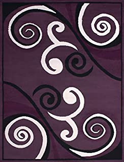 United Weavers of America Dallas Billow Rug - 5ft. 3in. x 7ft. 2in, Plum, Jute Area Rug with Scrollwork Pattern. Room Décor