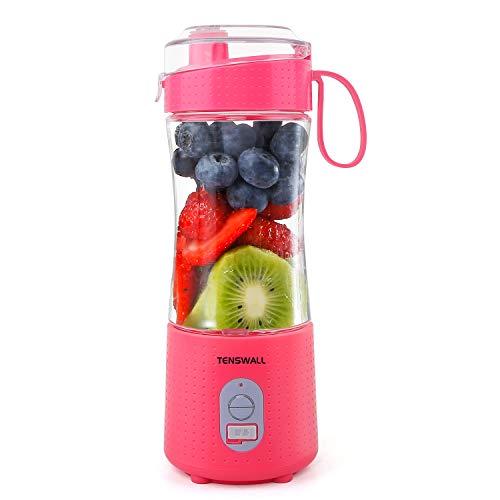 Portable Blender, Smoothie Blenders, Personal Size Blender USB Rechargeable Smoothies and Shakes Juicer Cup, 2000mAh Battery Strong Power Pink