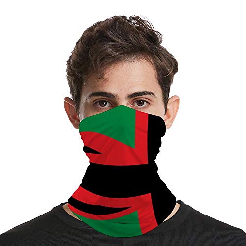 Pan-African UK Flag Face Cover Sunscreen Washable Reusable Magic Neck Gaiter Tube Scarf Headwrap Dust Wind for Fishing Hiking