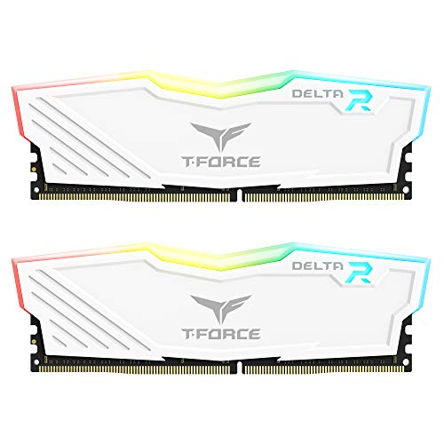 TEAMGROUP T-Force Delta RGB DDR4 16GB (2x8GB) 3600MHz (PC4-28800) CL18 Desktop Gaming Memory Module Ram TF4D416G3600HC18JDC01 - White