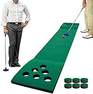 Crestgolf Golf Putting Green Mat,Practice Golf Putting Mat Game Set with 6 Golf Balls,12 Golf Hole Covers for Indoor&Outdoor Short Game Office Party Backyard Use