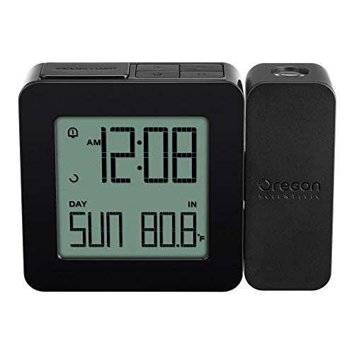 Oregon Scientific RM338PA_BK Model RM338 PROJI Projection Atomic Alarm Clock, Indoor Temperature, Calendar Alarm, Snooze Functions, Dual Alarm, Black