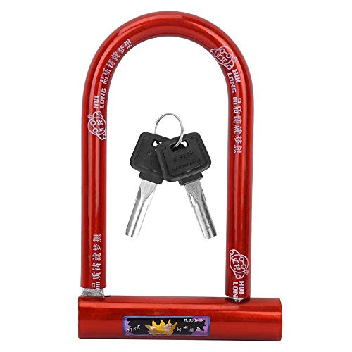 Tbest Bike Lock U Bike U-Shaped Lock Waterproof Steel Anti-Theft Lock for Motorcycle Ebike Mountainbike (280 Red)