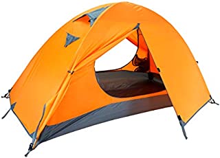 Azarxis 1 2 Man Person 3 Season Tent for Camping Backpacking Hiking Easy Set Up Waterproof Lightweight Professional Double Layer Aluminum Rod (Orange - 1 People)