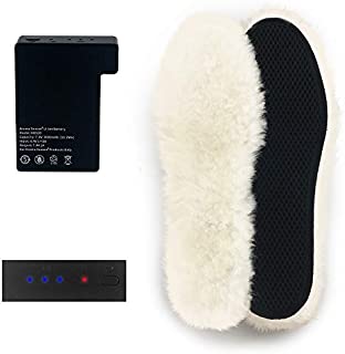 Rechargeable Heated Insoles for Winter, Wool Foot Boot Warmer Electric 3 Heating Levels Control Hiking Skiing Fishing Hunting, Men and Women