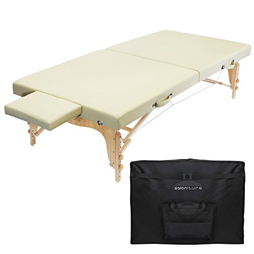 Saloniture Portable Physical Therapy Massage Table - Low to Ground Stretching Treatment Mat Platform - Cream