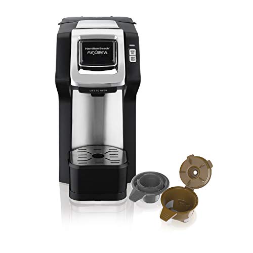 Hamilton Beach 49979 FlexBrew Single-Serve Coffee Maker Compatible with Pod Packs and Grounds, Black and Chrome