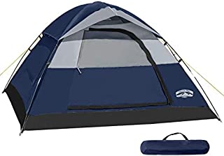 Pacific Pass Camping Tent 2 Person Family Dome Tent with Removable Rain Fly, Easy Set Up for Camp Backpacking Hiking Outdoor, Navy Blue