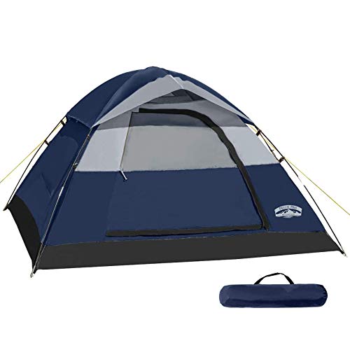 Pacific Pass Camping Tent 2 Person Family Dome Tent with Removable Rain Fly, Easy Set Up for Camp Backpacking Hiking Outdoor, Navy Blue