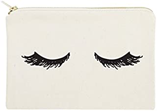 The Cotton & Canvas Co. Closed Eyelashes Cosmetic Bag and Travel Make Up Pouch