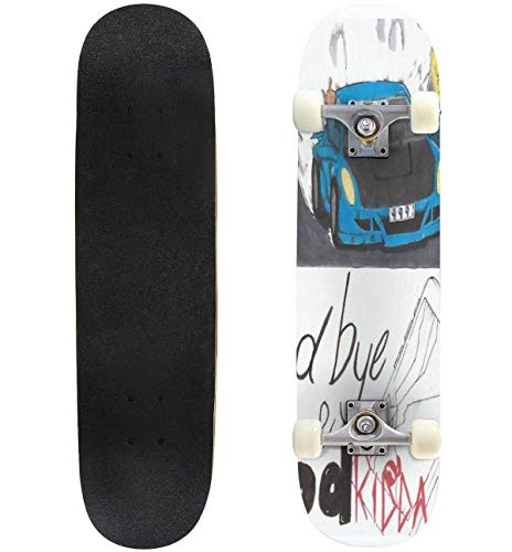 Cuskip Juice WRLD Goodbye Good Riddance Skateboard Complete Longboard 8 Layers Maple Decks Double Kick Concave Skate Board, Standard Tricks Skateboards Outdoors, 31