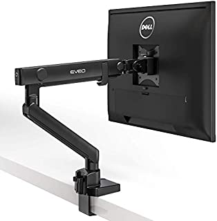 EVEO Single Monitor Arm Desk Mount - Adjustable Desk Monitor Mount - Full Swivel Dual Monitor Mount for 17 to 27 Computer Monitor VESA Compatible Screens (2 to 7Kg) (4.4-15.4lbs)