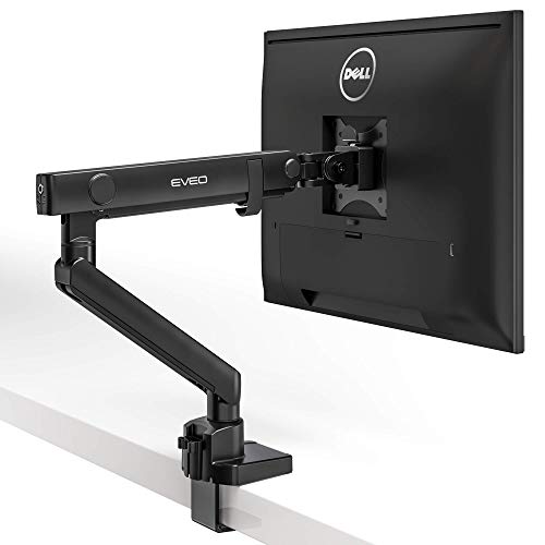 EVEO Single Monitor Arm Desk Mount - Adjustable Desk Monitor Mount - Full Swivel Dual Monitor Mount for 17 to 27 Computer Monitor VESA Compatible Screens (2 to 7Kg) (4.4-15.4lbs)