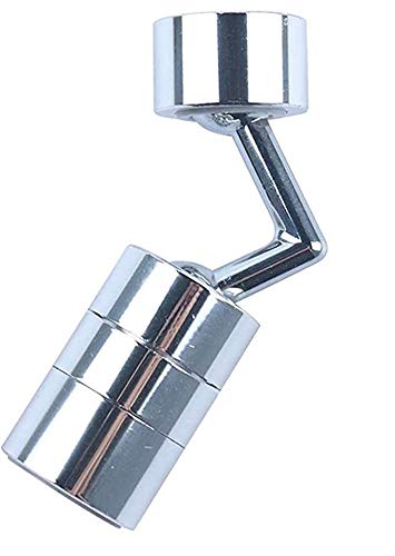 Chrome 720 Degree Swivel Sink Faucet Aerator for face, eyewash, and gargle. Rotatable sink adapter Sprayer Attachment for Kitchen/Bathroom male or female thread - Easy Install (1 PC, Silver)