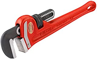 RIDGID 31015 Model 12 Heavy-Duty Straight Pipe Wrench, 12-inch Plumbing Wrench,Red,Small