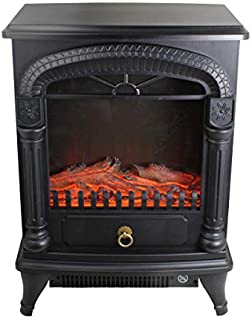 Comfort Zone CZFP4 1500-Watt Electric Fireplace Stove Heater with Realistic 3D Flame Effect, Black