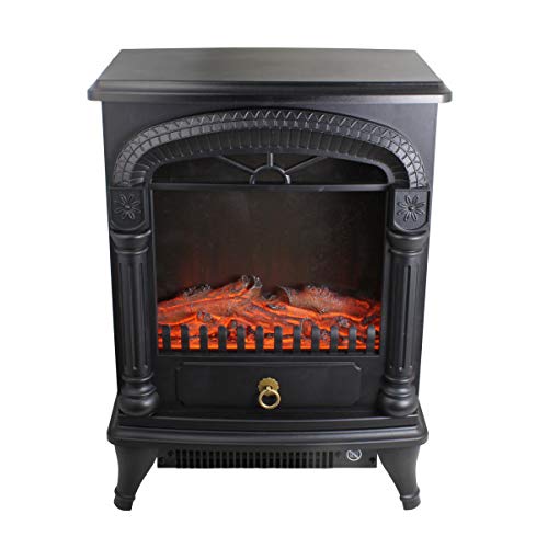 Comfort Zone CZFP4 1500-Watt Electric Fireplace Stove Heater with Realistic 3D Flame Effect, Black