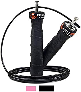 5BILLION Speed Jump Rope - Nature Handle - Black - Screw Adjustable - Workout for Double Unders, WOD, Outdoor, MMA & Boxing Training