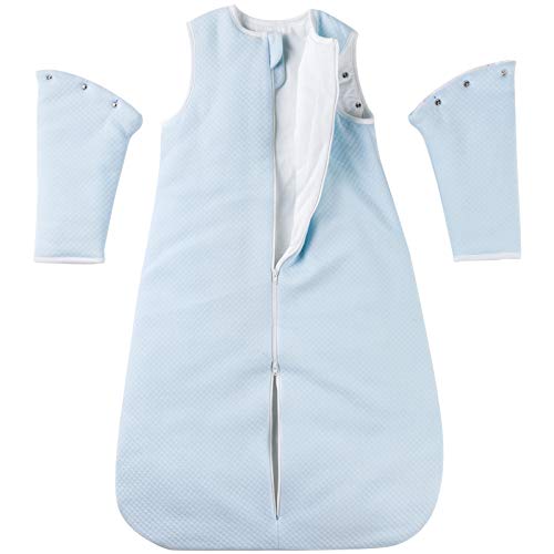 Chuchu Puff Baby Sleeping Bag, Autumn and Winter, Detachable Long Sleeves 2.5 Tog Inverted Zipper Warm Wearable Blanket Super Soft Breathable Cotton Baby Sleep Bag fit Infants and Toddler, 2T