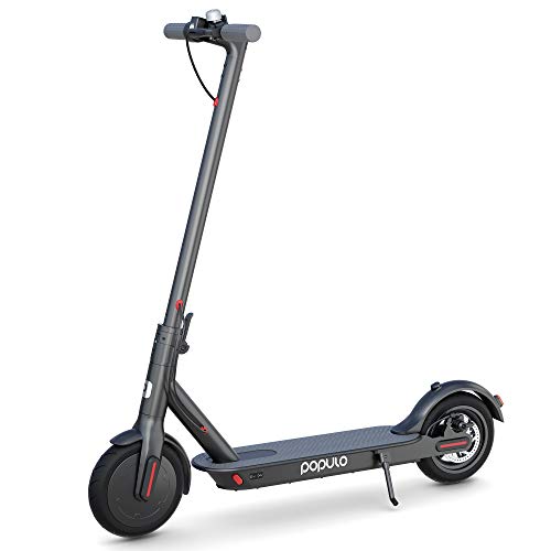 Populo Electric Scooter - 8.5 Pneumatic Tires - Up to 14.5 Miles & 15 MPH Portable Folding Commuting Electric Scooter for Adults with Double Braking System