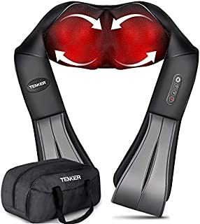 Shiatsu Neck and Shoulder Massager, TENKER Electric Massager for Back with Heat Hand Vibration Therapy and Shiatsu 3D Kneading Massage to Relieve Muscle Pain