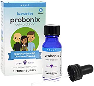 Probonix Probiotics for Adults, Organic, Non-GMO Liquid Probiotic Drops, 12 Live Probiotic Strains, Lactobacillus Acidophilus, Helps Gas, IBS, Lactose Intolerance, and More - Grape - 1 Month Supply