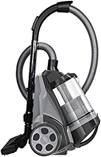 Ovente ST2620B Bagless Canister Cyclonic Vacuum  HEPA Filter  Includes Pet/Sofa, Bendable Multi-Angle, Crevice Nozzle/Bristle Brush, Retractable Cord  Featherlite, Black