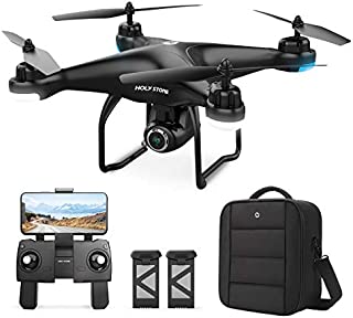 Holy Stone HS120D GPS Drone with Camera for Adults 2K UHD FPV, Quadcotper with Auto Return Home, Follow Me, Altitude Hold, Way-points Functions, Includes 2 Batteries and Carrying Backpack