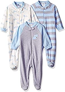 Gerber Baby Boys' 3-Pack Organic Sleep'N Play, stripe bear, 3-6 Months