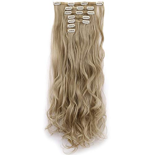 7Pcs 16 Clips 24 Inch Wavy Curly Full Head Clip in on Double Weft Hair Extensions