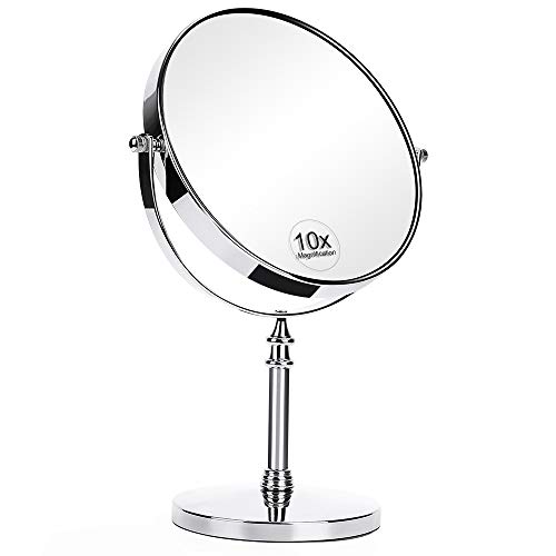 KEDSUM 8-Inch Large Double Sided 1X/10X Magnifying Makeup Mirror, 360 Degree Swivel Vanity Mirror with Magnification, Travel Mirror with Stand and Removable Base